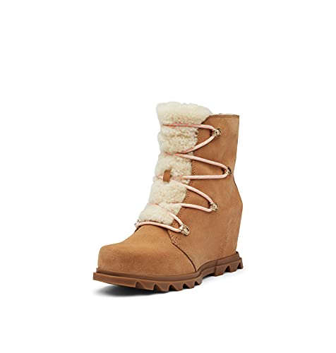 Sorel Women's Joan of Arctic Wedge III Lace Cozy Boot — Waterproof Suede Wedge Boots, Tawny Buff, Gum 2, 39 EU von Sorel