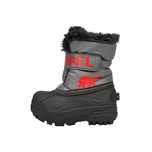 Sorel KIDS SNOW COMMANDER Schneestiefel für Unisex Baby, Grau (Quarry x Cherrybomb) - Children, 26 EU von Sorel