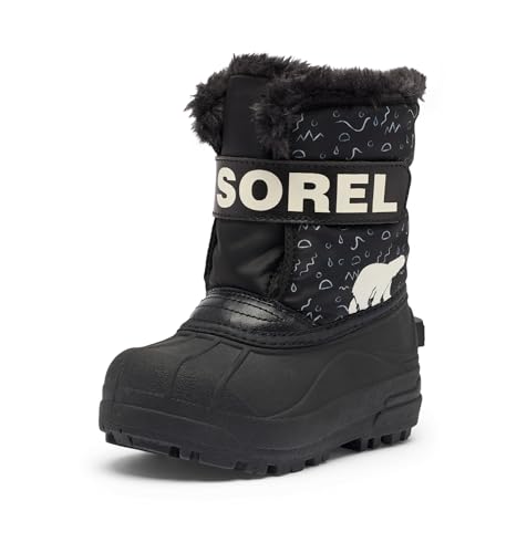 Sorel Childrens Snow Commander Boot Schneestiefel, Black, Bright Red, 27 EU von Sorel
