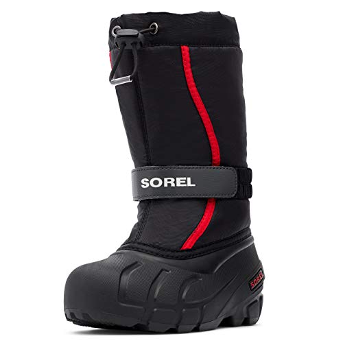 Sorel KIDS FLURRY Schneestiefel für Unisex Baby, Schwarz (Black x Bright Red) - Children, 25 EU von Sorel