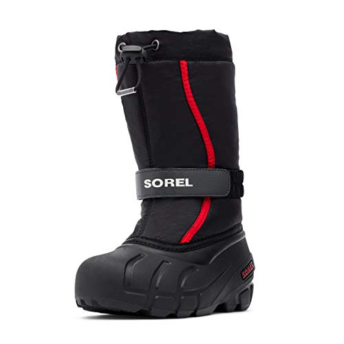 Sorel KIDS FLURRY Schneestiefel für Unisex Baby, Schwarz (Black x Bright Red) - Children, 25 EU von Sorel