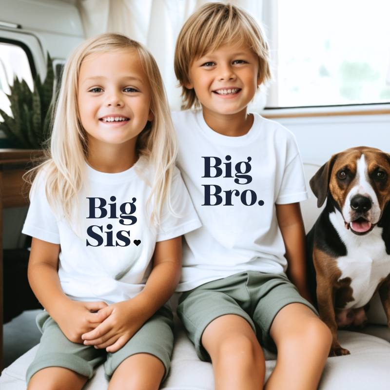 Schwangerschaftsverkündung Mit Big Sis Oder Bro Shirt Als Für Die Große Schwester | Großer Bruder von SorellaShirts
