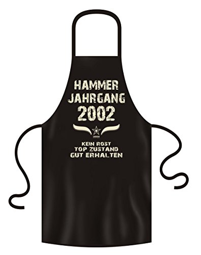 Soreso Design Geschenk zum 21 Geburtstag Grillschürze Kochschürze Hammer Jahrgang 2002 Geburtstagsgeschenk für Frauen und Männer Farbe: schwarz von Soreso Design