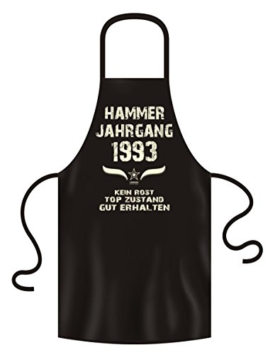 Soreso Design Geschenk zum 30 Geburtstag Grillschürze Kochschürze Hammer Jahrgang 1993 Geburtstagsgeschenk für Frauen und Männer Farbe: schwarz von Soreso Design