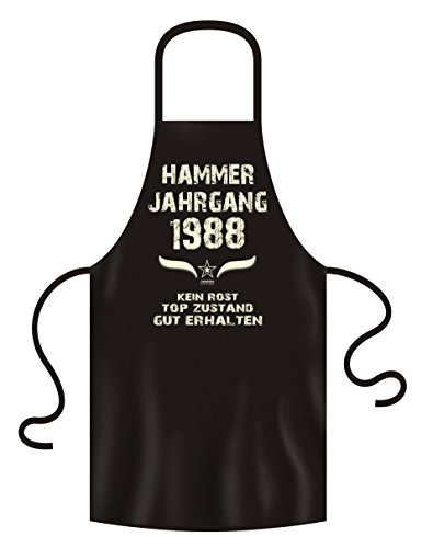 Soreso Design Geschenk zum 35 Geburtstag Grillschürze Kochschürze Hammer Jahrgang 1988 Geburtstagsgeschenk für Frauen und Männer Farbe: schwarz von Soreso Design