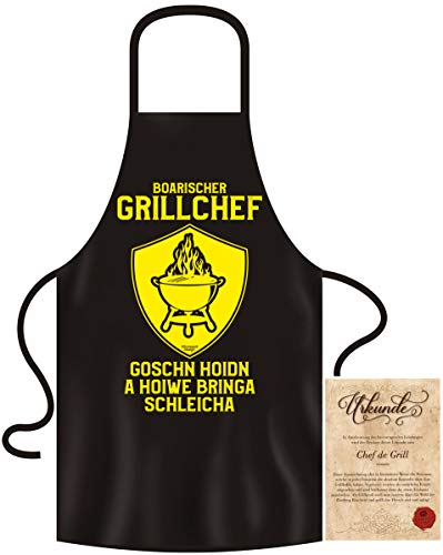 Soreso Design Grillschürze für Männer lustig im Grill-Set BBQ Apron Geschenkidee Boarischer Grillchef von Soreso Design