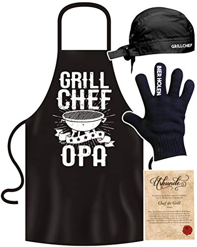 Soreso Design Grillschürze für Männer lustig im Grill-Set BBQ Apron Geschenkidee Grill Chef Opa von Soreso Design