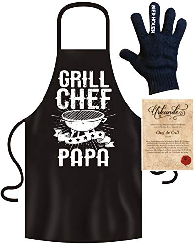 Soreso Design Grillschürze für Männer lustig im Grill-Set BBQ Apron Geschenkidee Grill Chef Papa von Soreso Design