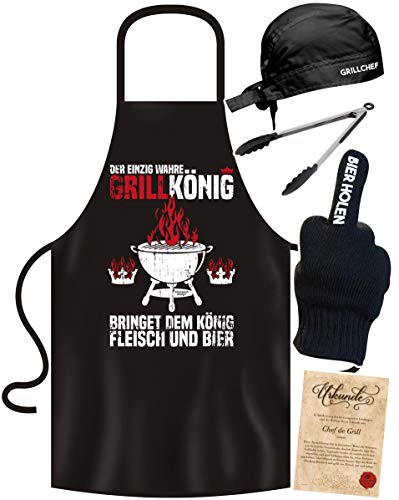 Soreso Design Grillschürze für Männer lustig im Grill-Set BBQ Apron Geschenkidee Grillkönig von Soreso Design