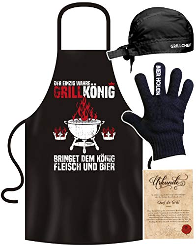 Soreso Design Grillschürze für Männer lustig im Grill-Set BBQ Apron Geschenkidee Grillkönig von Soreso Design