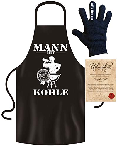 Soreso Design Grillschürze für Männer lustig im Grill-Set BBQ Apron Geschenkidee Mann mit Kohle von Soreso Design