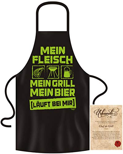 Soreso Design Grillschürze für Männer lustig im Grill-Set BBQ Apron Geschenkidee Mein Fleich - Grill - Bier von Soreso Design