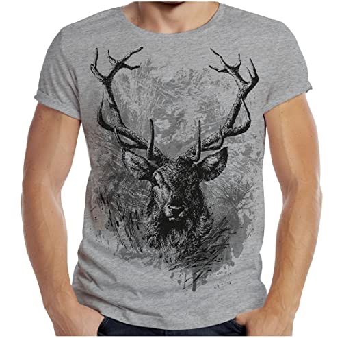 Soreso Design Trachten T-Shirt Herren Jäger Trachtenshirt Männer Bayern Volksfest T-Shirt Hirsch Farbe: dunkelgrau von Soreso Design