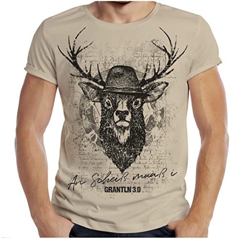 Trachten T-Shirt Herren Volksfest Trachtenshirt für Männer Grantler T-Shirt bayrisch Grantln 3.0 Farbe: Sand von Soreso Design