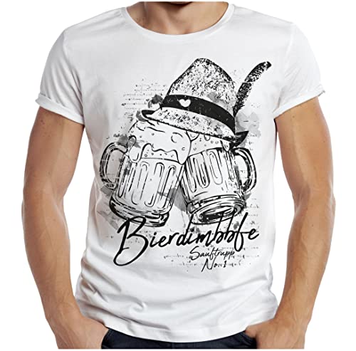 Trachten T-Shirt Herren Volksfest Trachtenshirt für Männer T-Shirt bayrisch Ozapft is Totenkopf Farbe: Weiss von Soreso Design