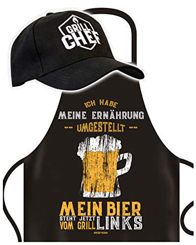 Grillschürze für Männer lustig im Set mit Grill-Chef Cap - Ich Habe Meine Ernährung umgestellt Geschenk-Idee von Soreso Design