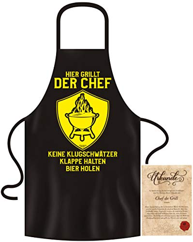 Soreso Grillschürze für Männer lustig im Grill-Set BBQ Apron Geschenkidee Hier grillt der Chef von Soreso Design