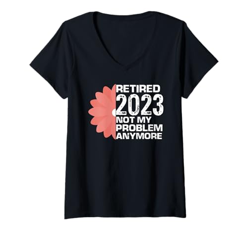 Damen 2023 Im Ruhestand Kein Problem Mehr Blumenwitz T-Shirt mit V-Ausschnitt Damen 2023 Im Ruhestand Kein Problem Mehr Blumenwitz T-Shirt mit V-Ausschnitt von Sorglos Ruhestand Spruch Für Lebensgenießer