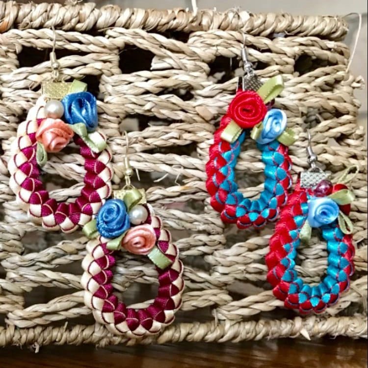 Teardrop Ohrringe, Geflochtene Ohrringe Mit Rosetten, Einzigartige Elegante Hand Satinband, Sornja von SornjasCrafts