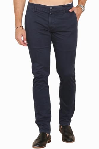 Herren Chino Hose im klassischen Look, Slim Fit Hose, stilvoll und praktisch, starker Stretch Baumwollstoff, navy, 30 W/30 L von Soroor