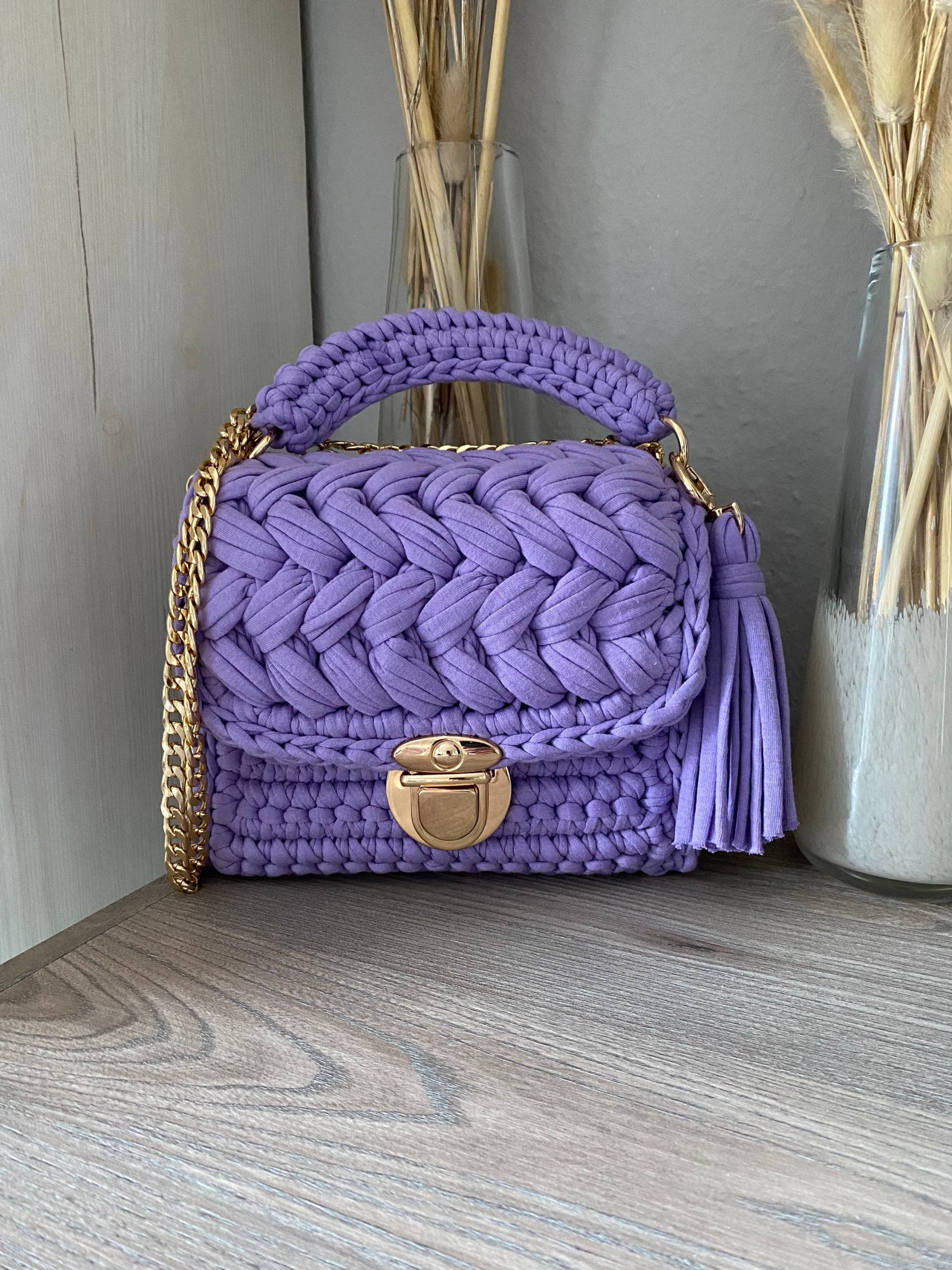 Gehäkelte Tasche/ Schönes Muster/ Lila/Mash Mellow/ Textilgarn Gehäkelte Tasche/ Schönes Muster/ Lila/Mash Mellow/ Textilgarn von SororDE