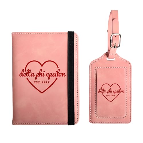 Delta Phi Epsilon Reisepass- und Gepäckanhänger, Reisezubehör-Set, offiziell lizenziertes Delta Phi Epsilon Sorority Geschenk für Frauen von Sorority Shop