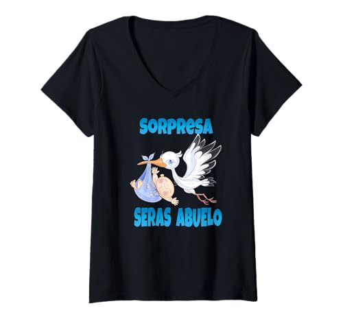 Damen Lustiges Sorpressa Seras Abuelo- Nuevo Abuelo, lustiges Geschenk T-Shirt mit V-Ausschnitt Damen Lustiges Sorpressa Seras Abuelo- Nuevo Abuelo, lustiges Geschenk T-Shirt mit V-Ausschnitt von Sorpresa Spanish Apparel Pregnancy