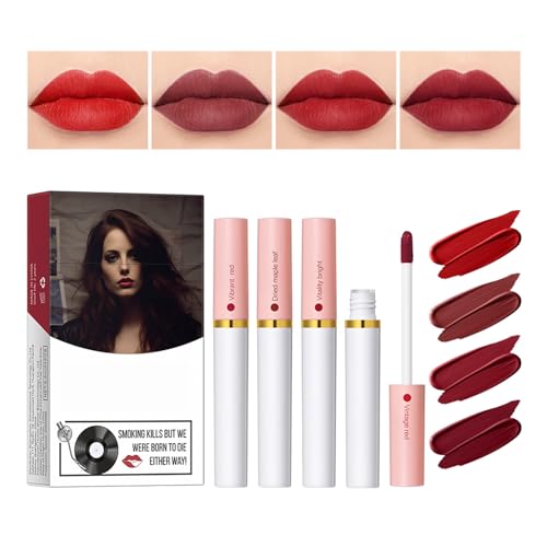 4 Farben Lippenstift Langanhaltend Wasserdicht Lippenglanz Für Büro Casual Sommer Party Wasserdichter Lippenstift Für Frauen von Sorrowso