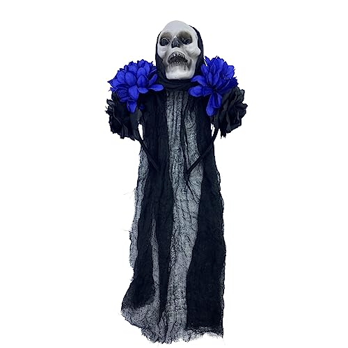 Bunte Blumen-Haarbänder, Totenkopf-Haarreifen, Halloween-Haarbänder mit Schleier für Damen und Mädchen, Karneval, Partyzubehör, Halloween-Blumen-Haarband, Halloween-Haarbänder für Damen von Sorrowso