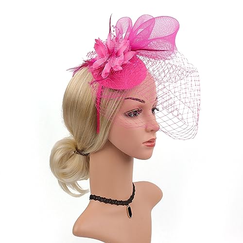 Eleganter Fascinator, Kopfband, Pillendose, Hut für Damen, Cocktail, Teeparty, Kopfbedeckung, exquisiter französischer Fascinator für Hochzeit, Netz-Blumen-Haarband von Sorrowso