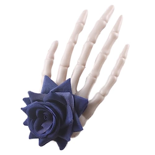 Halloween-Blumen-Haarspange für Damen, große Skelett-Hand, Haarnadel, weibliche Gothic-Rose, Blume, Seitenklammer, Urlaubskopfschmuck, florales Haar-Accessoire, modisches Haarband, dunkles von Sorrowso