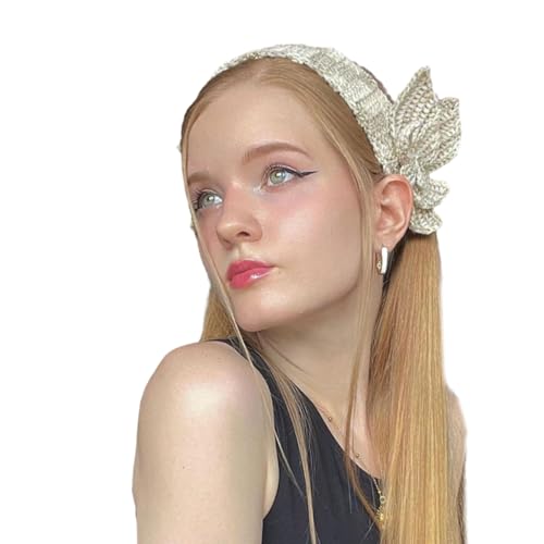 Sorrowso Handgefertigtes gehäkeltes Stirnband für Damen, LittleSwan, Haarbandana, Kopfschmuck, Strick-Tiaras, breites Haarband, Damen-Accessoires, Vintage-Haarband, Haar-Accessoire von Sorrowso