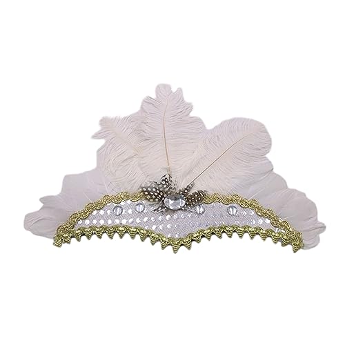 Pailletten- und Feder-Stirnband für Damen, Bankett, Party, elastischer Haarreif, Halloween, Hochzeit, Party, Braut, Haarschmuck, Feder-Stirnband im 1920er-Jahre-Stil, Bohemia-Feder-Stirnband, indisch von Sorrowso