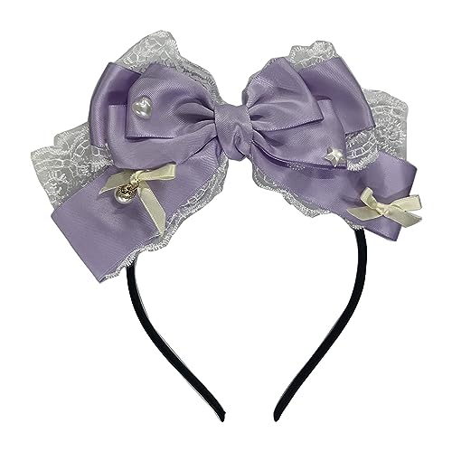 Show Bowknot Stirnband Spitze Headhoop/Haarspangen LolitaStyle Kostüm Kopfschmuck Mädchen Weiblich Cosplay Party Kopfschmuck Rüschen Spitze Haarschmuck von Sorrowso