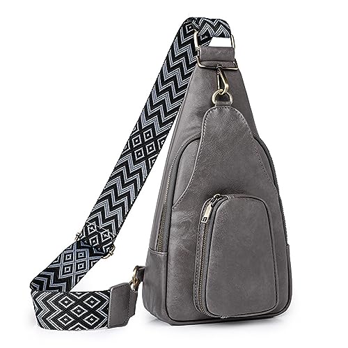 Sorrowso Bauchtasche für Mädchen und Frauen, Crossbody-Brusttasche, modische PU-Tasche, vielseitig, Vintage, trendige Hüfttasche, grau von Sorrowso