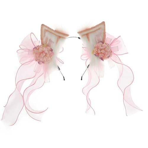 Sorrowso Cosplay Katze Ohr Haarband Mit Blume Frau Teens Stirnband Für Chinesische Enthusiasten Thema Versammlungen Haarband Cosplay Haar Zubehör Katze Füchse Ohren Haarband Cosplay Halloween von Sorrowso