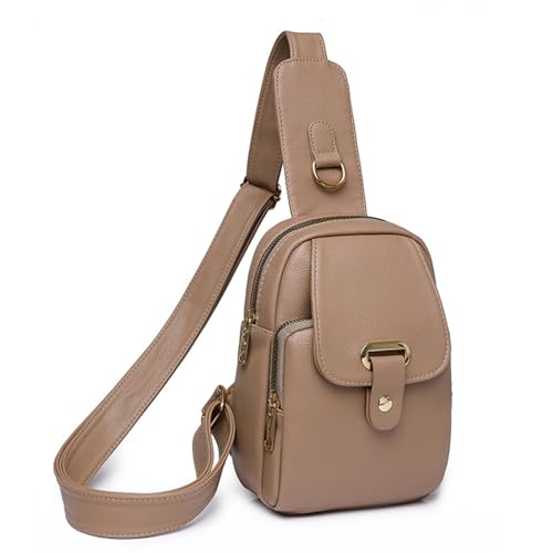 Sorrowso Crossbody-Hüfttasche, Brusttasche für Teenager, Mädchen, PU-Bauchtasche, große Kapazität, Sporttasche, vielseitige Reisetasche, Gürteltaschen, khaki von Sorrowso