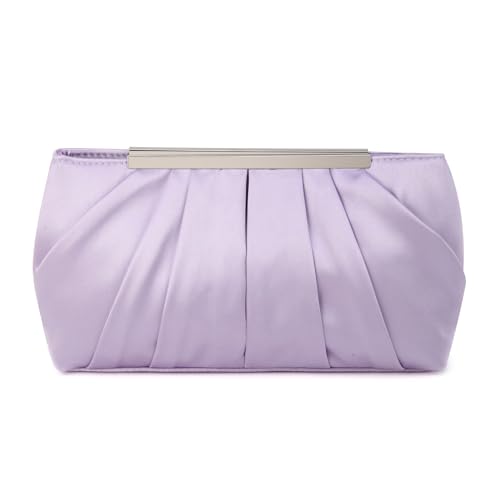 Sorrowso Damen-Geldbörse, Hochzeit, Clutch, plissiert, Handtasche für Damen, Mädchen, Schultertasche, Umhängetasche, mit Kette, modische Abendtasche, hellviolett von Sorrowso