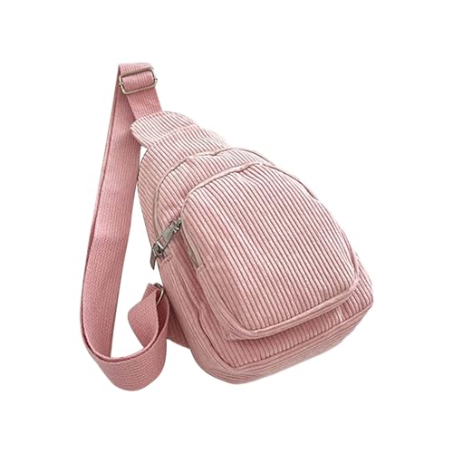 Sorrowso Koreanische Mini-Bauchtasche, modische Cord-Umhängetasche, kleine Brusttasche, Schultertasche für Pendler, Partys und Reisen, rose von Sorrowso