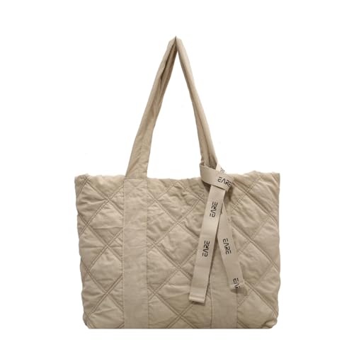 Sorrowso Modische Umhängetasche, Freizeittasche für Damen und Mädchen, einfarbig, Einkaufstasche, große Kapazität, Handtasche, gesteppte Tasche, beige von Sorrowso