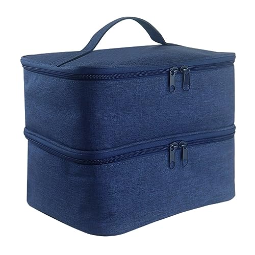 Sorrowso Nagellack-Aufbewahrungsbox, doppellagig, Tragetasche, tragbarer Organizer, Tasche, stoßdämpfend, NailKit-Zubehör, blau von Sorrowso