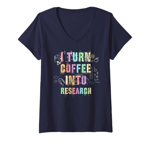 Damen Cool, ich Mache aus Kaffee einen Physik-Forschungsreiselehrer T-Shirt mit V-Ausschnitt von Sorry I Can't I Have I Teach Stud Learn School