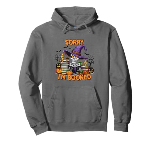 Sorry I'm Booked Skelett Shirt Hexenhut Bücher Kerzen Pullover Hoodie von Sorry I'm Booked Skeleton Tee Shirts for