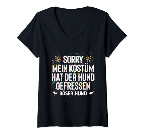 Damen Carnival Costume Mein Kostüm Hat Der Hund Gefressen T-Shirt mit V-Ausschnitt Damen Carnival Costume Mein Kostüm Hat Der Hund Gefressen T-Shirt mit V-Ausschnitt von Sorry Mein Kostüm Hat Der Hund Gefressen