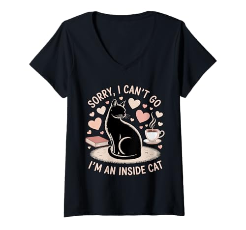 Damen Sorry i Can t Go i m an Inside Cat T-Shirt mit V-Ausschnitt Damen Sorry i Can t Go i m an Inside Cat T-Shirt mit V-Ausschnitt von Sorry i Can t Go i m an Inside Cat T-shirt