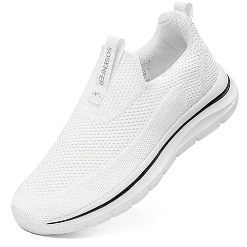 Sosenfer Damen Slip On Sneaker Atmungsaktiv Turnschuhe Leicht Mesh Sportschuhe Walkingschuhe Bequme Schlupfschuhe für Gym Fitness-BAISE-40 von Sosenfer