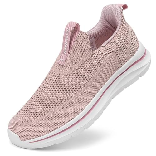 Sosenfer Damen Slip On Sneaker Atmungsaktiv Turnschuhe Leicht Mesh Sportschuhe Walkingschuhe Bequme Schlupfschuhe für Gym Fitness-FENSE-40 von Sosenfer
