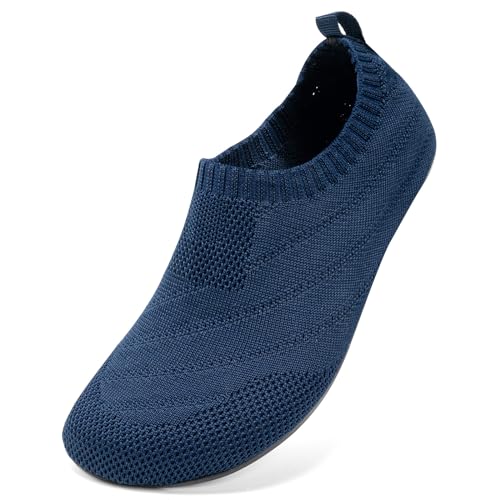 Sosenfer Hausschuhe Herren Flach Pantoffeln Damen Anziehen Hüttenschuhe Damen Gemütlich Hausschuhe Unisex Marineblau 37 von Sosenfer