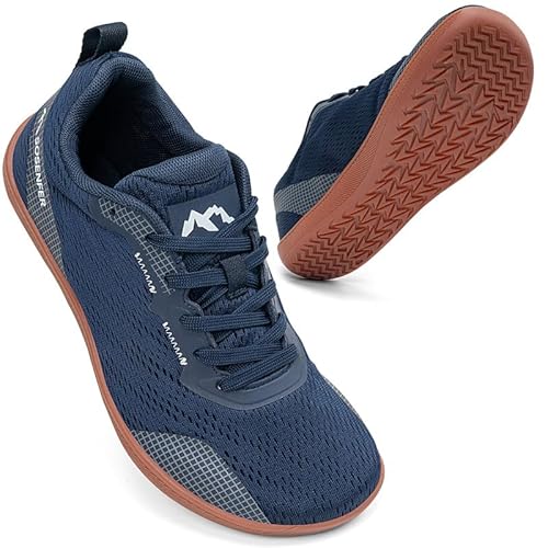 Sosenfer Herren Breite Barfußschuhe Zero-Drop Atmungsaktiv Slip On Barfussschuhe Weit Zehenbox Traillaufschuhe Walkingschuhe Sommer Sneakers für Outdoor Fitness-SHLAN-40 von Sosenfer