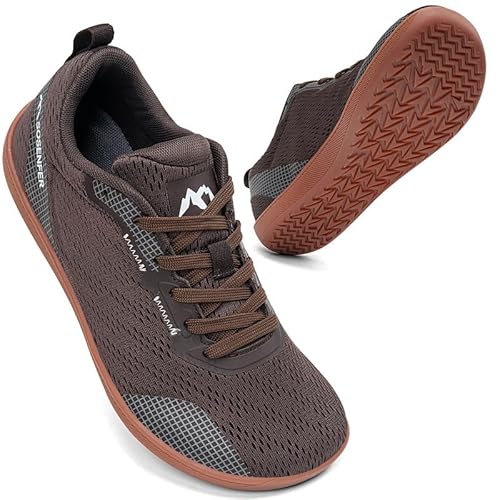 Sosenfer Herren Breite Barfußschuhe Zero-Drop Atmungsaktiv Slip On Barfussschuhe Weit Zehenbox Traillaufschuhe Walkingschuhe Sommer Sneakers für Outdoor Fitness-ZONGSE-41 von Sosenfer